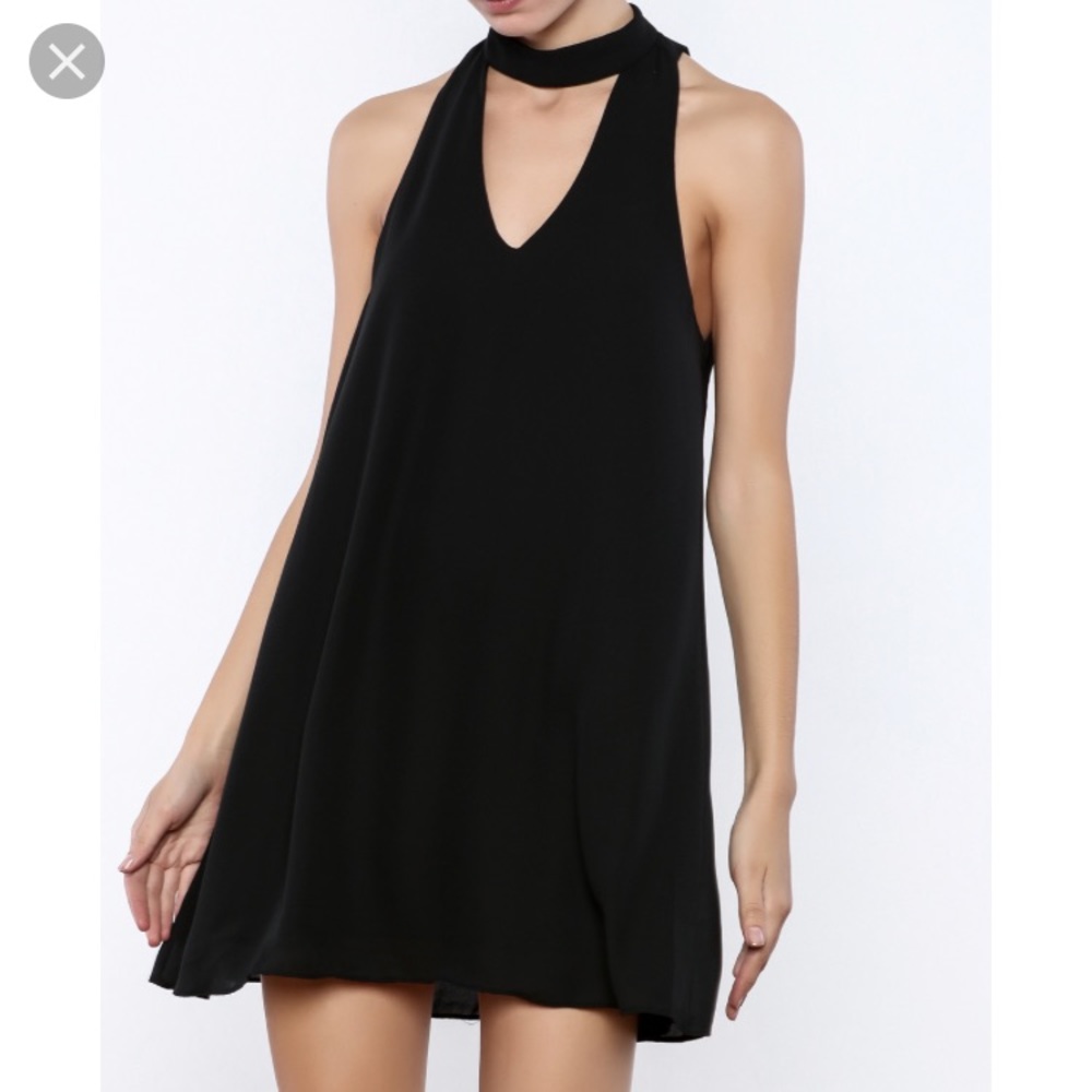 Olivaceous choker shift black dress